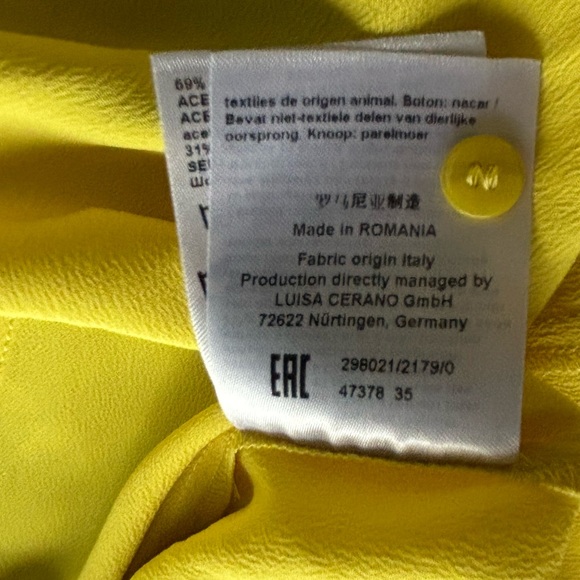 Luisa Cerano Yellow Silk Button-Up Blouse - Picture 9 of 10